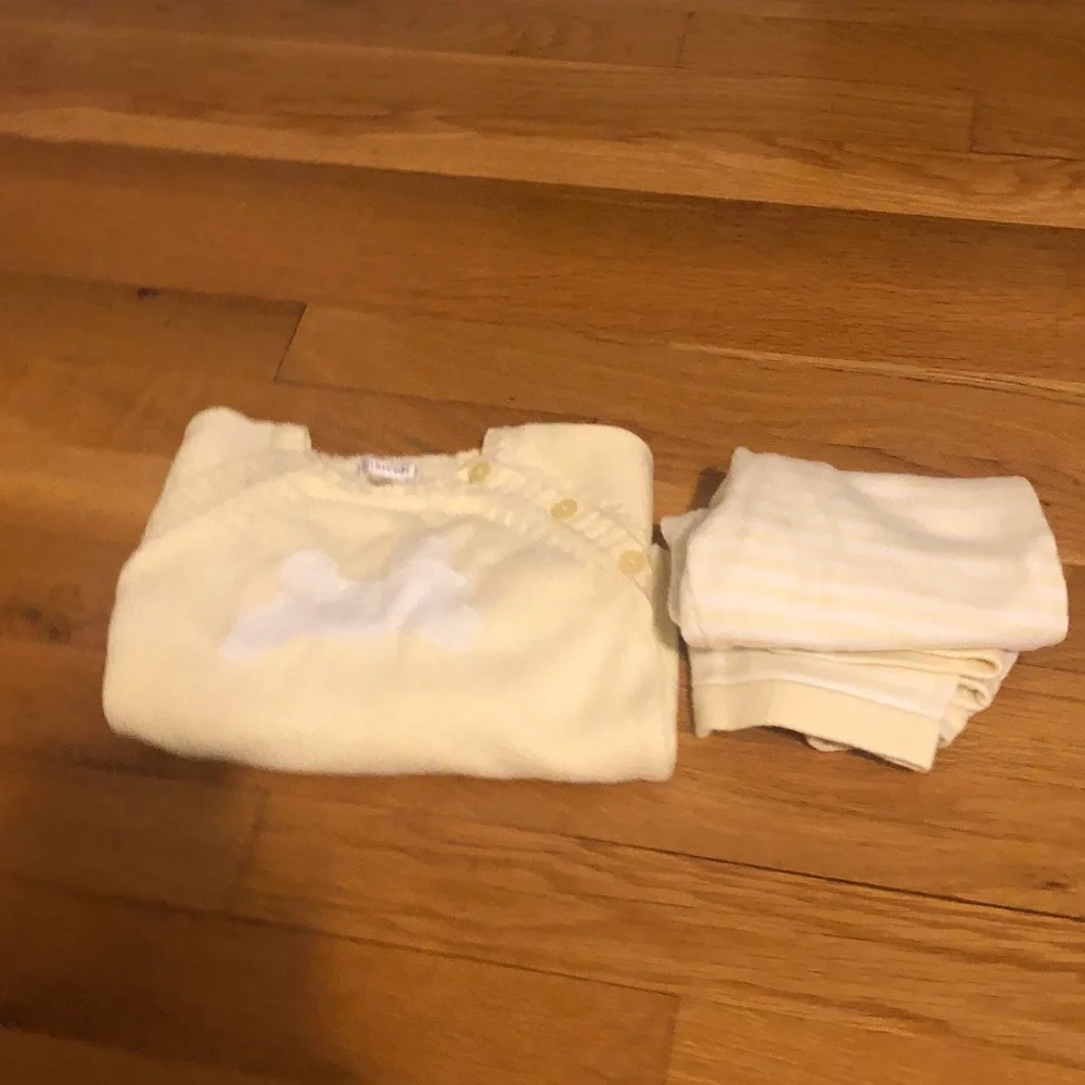 Soft Yellow Baby Knit Sweater Set by threads 12/18 months